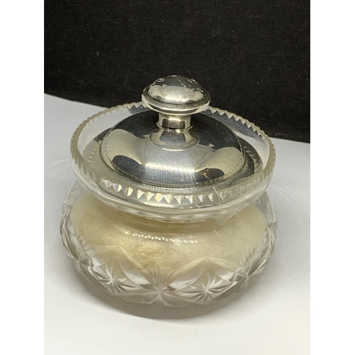 278A - A SILVER LIDDED AND CUT GLASS POWDER BOWL