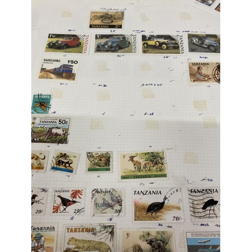 381 - TEN PLUS SHEETS CONTAINING STAMPS FROM TANZANIA