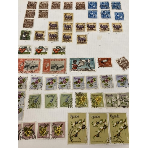 383 - TEN PLUS SHEETS CONTAINING STAMPS FROM UGANDA