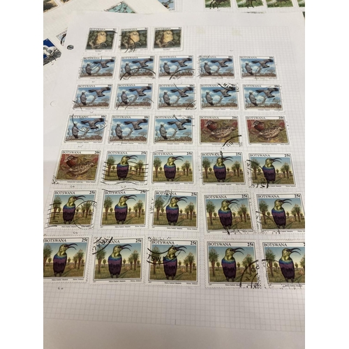 390 - TEN PLUS SHEETS CONTAINING STAMPS FROM BOTSWANA