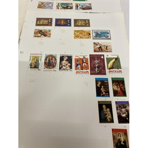 396 - TEN SHEETS CONTAINING STAMPS FROM ANTIGUA