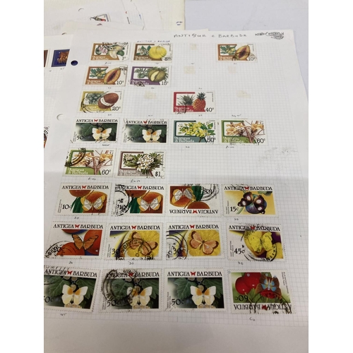 396 - TEN SHEETS CONTAINING STAMPS FROM ANTIGUA