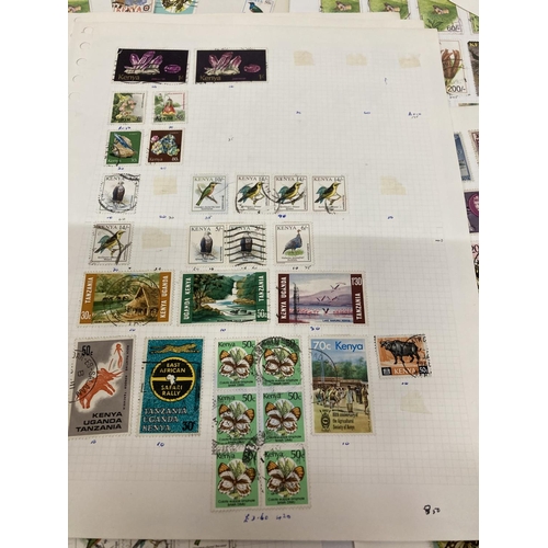 397 - TEN PLUS SHEETS CONTAINING STAMPS FROM KENYA