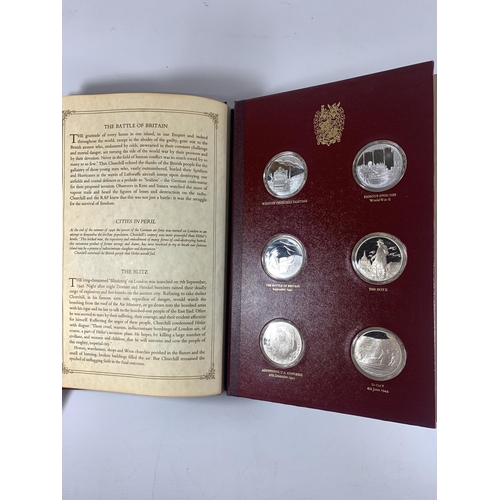 426 - A STERLING SILVER PROOF WINSTON CHURCHILL TWENTY FOUR MEDAL SET, JOHN PINCHE WITH CERTIFICATE OF AUT... 