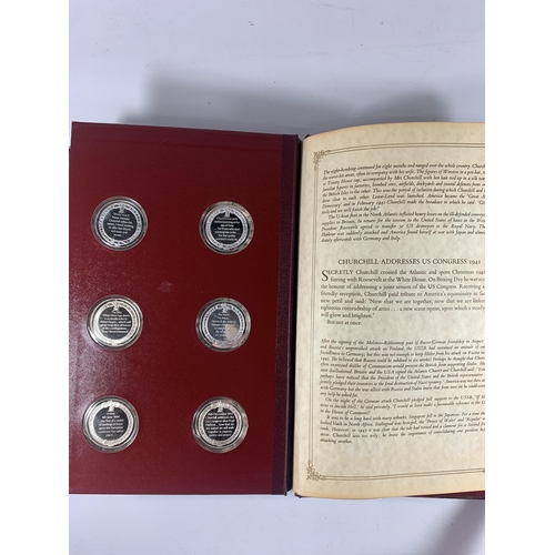 426 - A STERLING SILVER PROOF WINSTON CHURCHILL TWENTY FOUR MEDAL SET, JOHN PINCHE WITH CERTIFICATE OF AUT... 