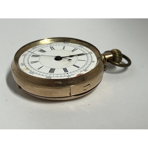 512 - A GENTLEMAN'S 9CT GOLD OPEN FACED POCKET WATCH GROSS WEIGHT 89.24 GRAMS WITH LEVER ESCAPEMENT AND A ... 