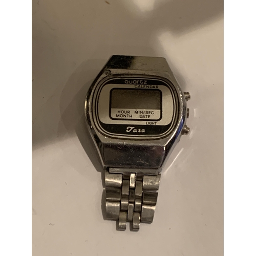 557 - THREE VINTAGE DIGITAL WATCHES TO INCLUDE A NELSONIC, PULSAR AND A JASA