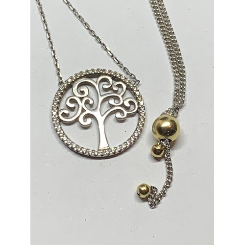 620 - FOUR SILVER NECKLACES WITH PENDANTS