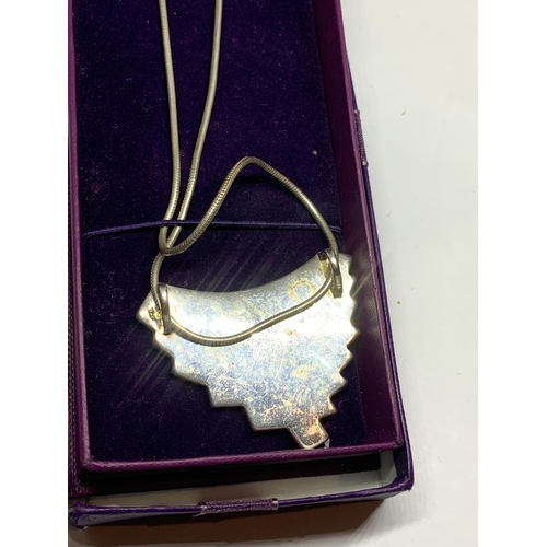 656 - A SILVER AND ENAMEL NECKLACE IN A PRESENTATION BOX