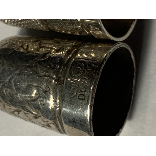 665 - TWO SILVER THIMBLES