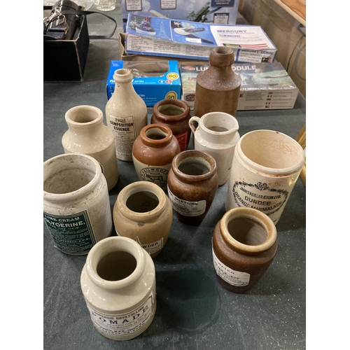 964 - A GROUP OF VINTAGE STONEWARE JARS AND BOTTLES, SOME WITH NEWER LABELS