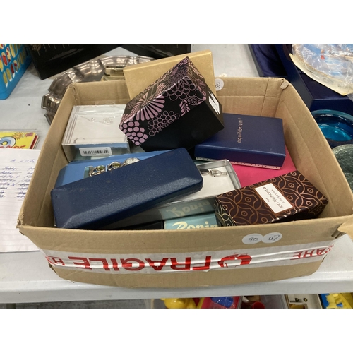 1105A - A BOX OF ASSORTED COSTUME JEWELLERY ETC