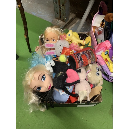 1142 - A LARGE COLLECTION OF TOYS AND SOFT TOY FIGURES ETC