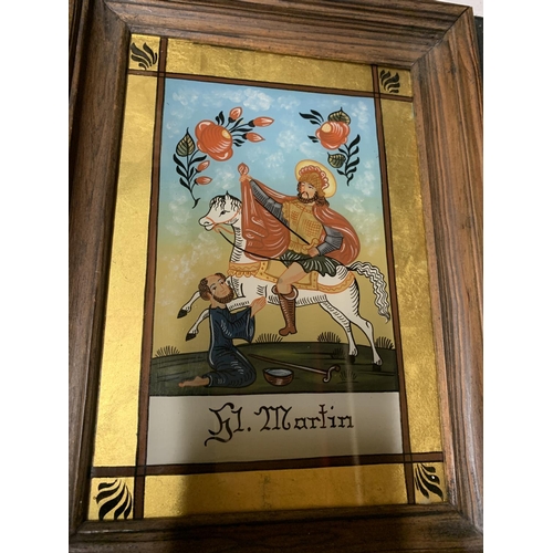 1217A - TWO REVERSE GLASS PAINTINGS OF 'FELICITAS' AND 'MARTIN'