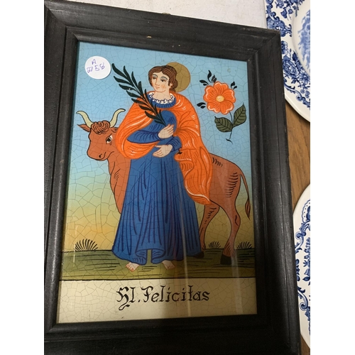 1217A - TWO REVERSE GLASS PAINTINGS OF 'FELICITAS' AND 'MARTIN'