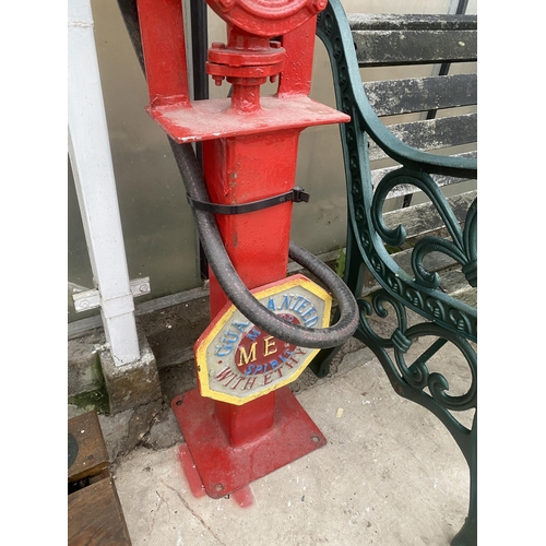 1526 - A SHELL PETROL PUMP WITH BRASS NOZZLE