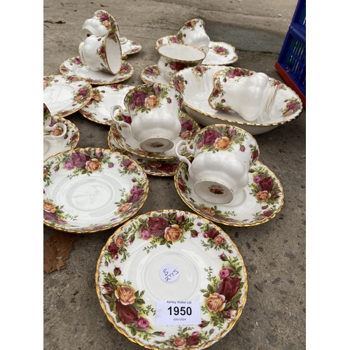 1950 - TWENTY TWO PIECES OF ROYAL ALBERT OLD COUNTRY ROSE TO INCLUDE TRIOS, SUGAR BOWL AND MILK JUG ETC