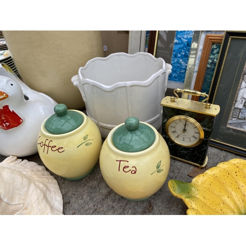 1958 - AN ASSORTMENT OF ITEMS TO INCLUDE CERAMICS, PRINTS AND CLOCKS ETC