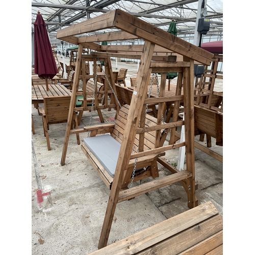 2236 - AN AS NEW EX DISPLAY CHARLES TAYLOR TWO SEATER SWING SEAT GARDEN ARBOUR *PLEASE NOTE VAT TO BE ADDED... 