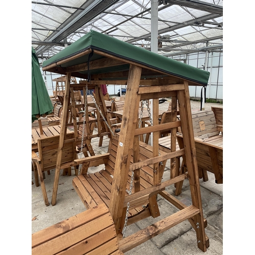 2246 - AN AS NEW EX DISPLAY CHARLES TAYLOR TWO SEATER SWING SEAT GARDEN ARBOUR *PLEASE NOTE VAT TO BE ADDED... 