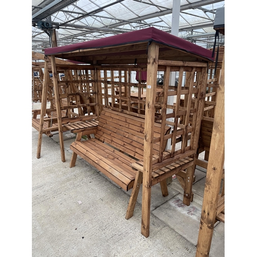 2249 - AN AS NEW EX DISPLAY CHARLES TAYLOR THREE SEATER GARDEN ARBOUR WITH CANOPY *PLEASE NOTE VAT TO BE AD... 