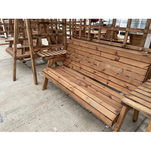 2249 - AN AS NEW EX DISPLAY CHARLES TAYLOR THREE SEATER GARDEN ARBOUR WITH CANOPY *PLEASE NOTE VAT TO BE AD... 