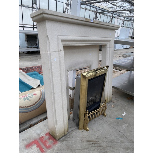 2461 - A GAS FIRE WITH DECORATIVE STONE EFFECT SURROUND