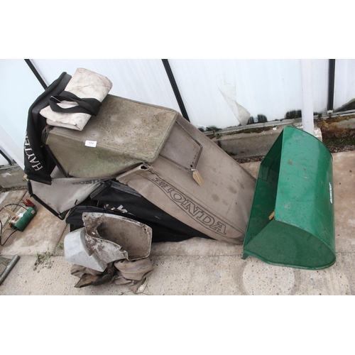 550 - THIRTEEN MOWER BAGS AND BOX(HONDA,QUALCAST,HAYTER ETC) NO VAT