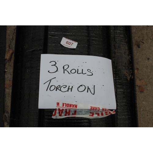 607 - THREE ROLLS TORCH ON FELT NO VAT