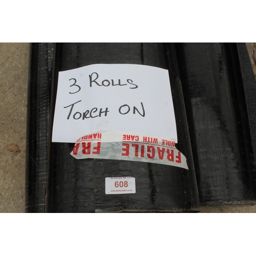 608 - THREE ROLLS TORCH ON FELT NO VAT