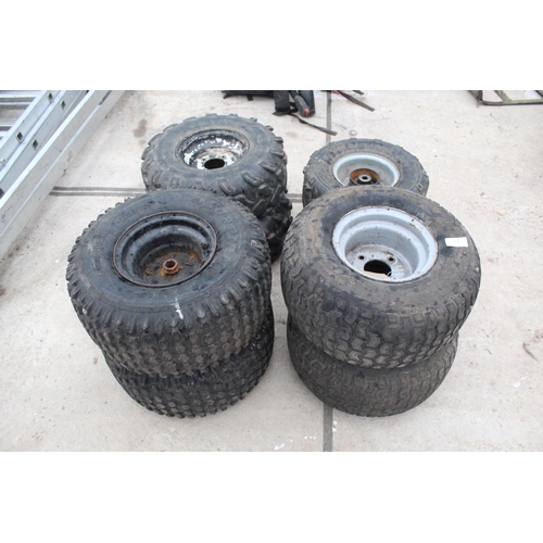 61 - EIGHT ATV/MOWER WHEELS & TYRES NO VAT