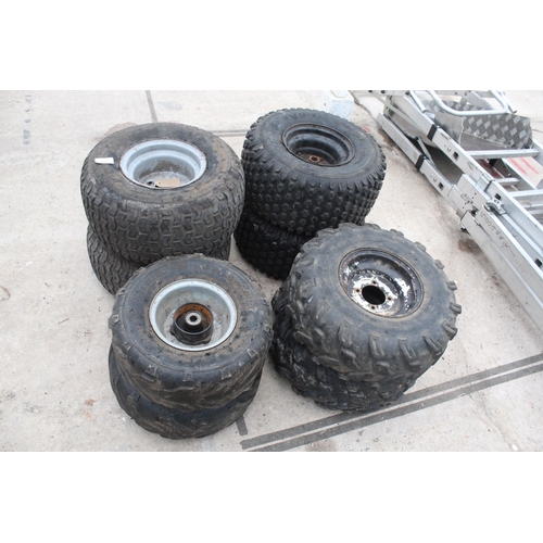 61 - EIGHT ATV/MOWER WHEELS & TYRES NO VAT