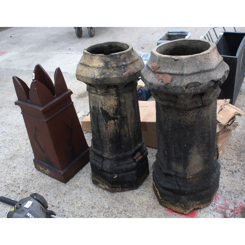 619 - THREE CHIMNEY POTS NO VAT