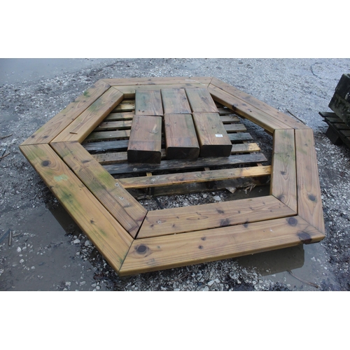 816 - HEXAGONAL TIMBER SEAT + VAT