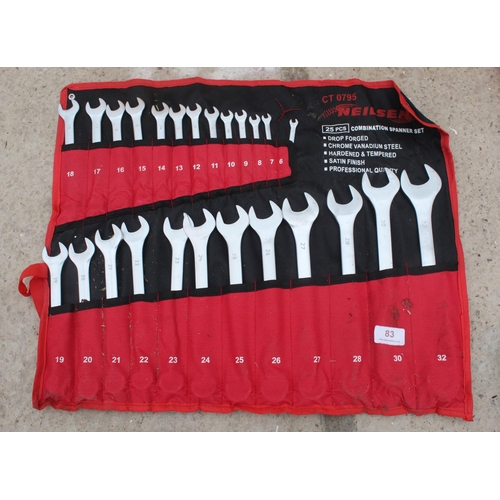 83 - TWENTY FIVE PIECE SPANNER SET - PLUS VAT