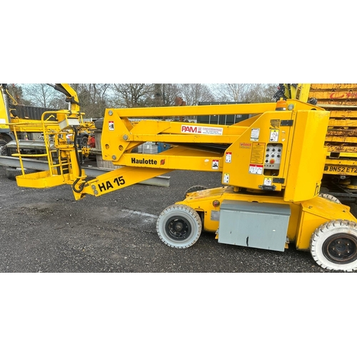 205 - INDOOR HAULETTE HAISI 48V HA15 CHERRY PICKER APPROX 2000 HOURS BUILT IN 110/240V CHARGER            ... 