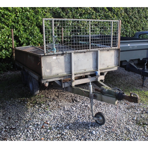 212 - IFOR WILLIAMS TWIN AXLE TRAILER 10' X 6' WITH CAGE SIDES NO VAT