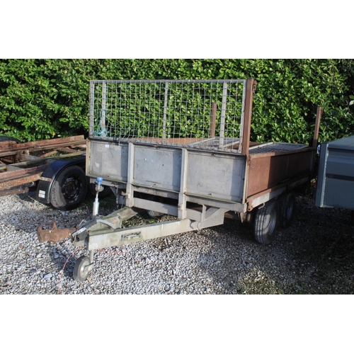 212 - IFOR WILLIAMS TWIN AXLE TRAILER 10' X 6' WITH CAGE SIDES NO VAT