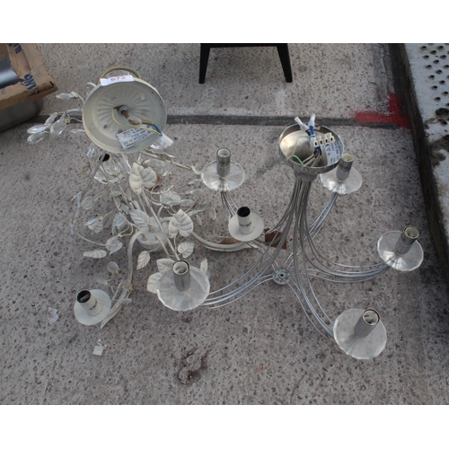 672 - 2 CHANDELIER TYPE CEILING LIGHTS  NO VAT