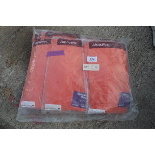 853 - 10 PAIRS OF HI VIZ OVERALLS NO VAT