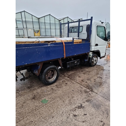 189 - MITSUBISHI FUSO CANTER 3.5 TONNE TIPPER DK13WRZ FIRST REG 2013 APPROX 59000 MILES MOT 14/02/24 NO VA... 