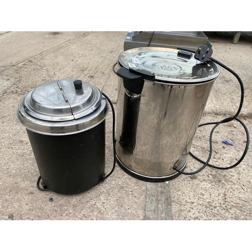 884 - A SOUP KETTLE & A WATER BOILER IN WORKING ORDER + VAT