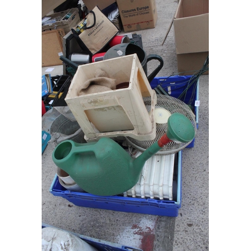 889 - TWO BOXES CONTAINING GARDENING EQUIPMENT WATERING CANS ETC N0 VAT