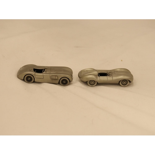 133 - TWO DANBURY MINT SOLID PEWTER JAGUAR CARS, 1951 C TYPE AND 1954 D TYPE