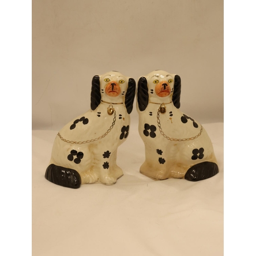 144 - A PAIR OF ARTHUR WOOD STAFFORDSHIRE SPANIELS, HEIGHT 20CM