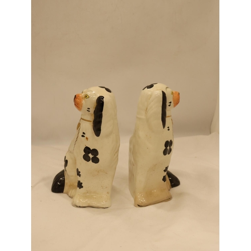 144 - A PAIR OF ARTHUR WOOD STAFFORDSHIRE SPANIELS, HEIGHT 20CM