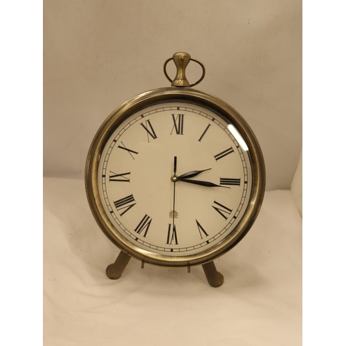 155 - A LARGE POCKET WATCH CLOCK ON A STAND, HEIGHT 36CM