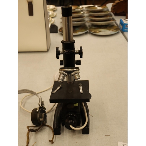 159 - A PHILIP HARRIS VINTAGE MICROSCOPE AND HEADPHONES