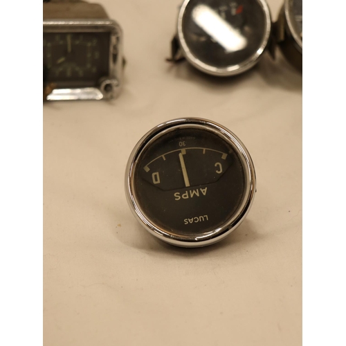 161 - FIVE VINTAGE CAR CLOCKS/GAUGES