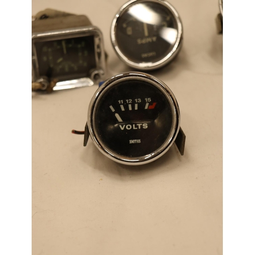 161 - FIVE VINTAGE CAR CLOCKS/GAUGES